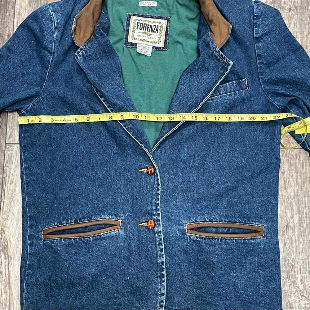Vintage Forenza Blue Denim with Leather Collar Jacket Size Medium - Picture 11 of 16